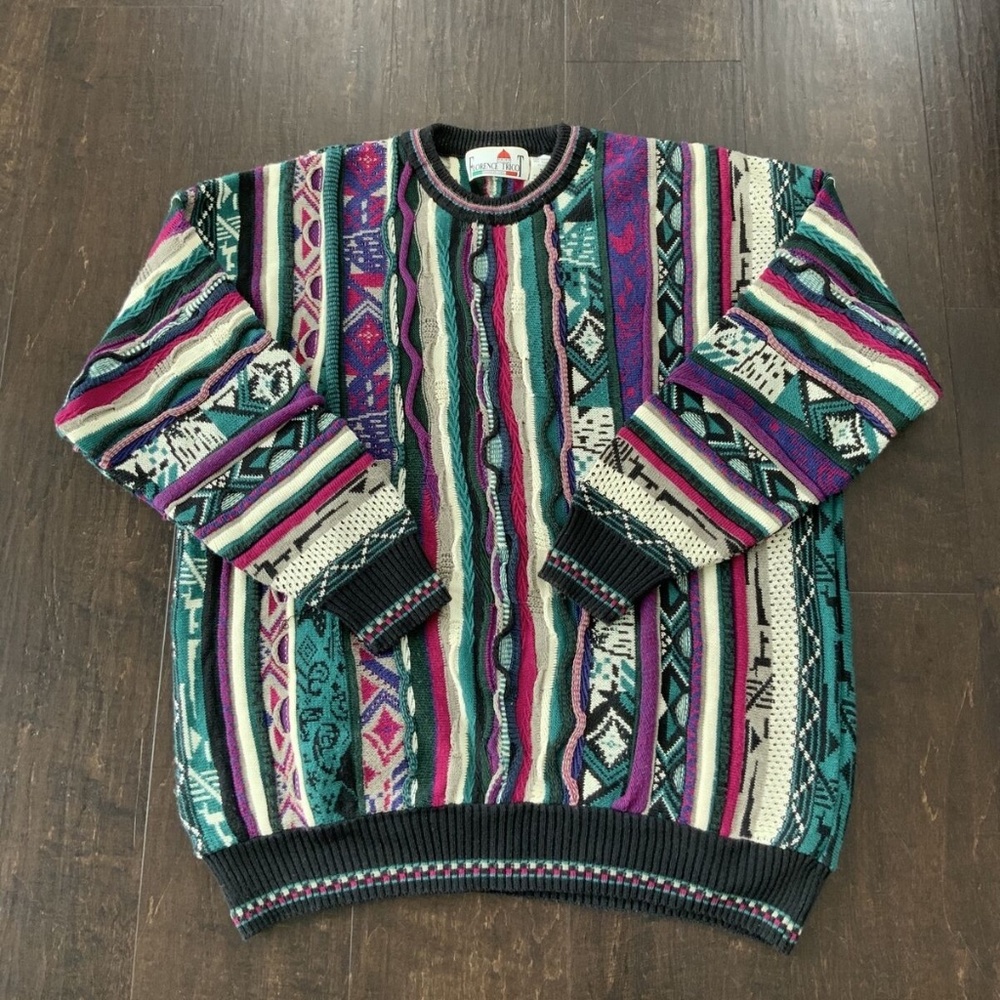 Vintage Florence Tricot Sweater 3D Texture Long Sleeve Mens XL